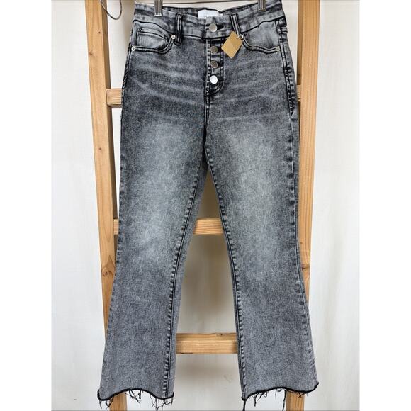 Dear John Pants - Dear Jonn Washed Black Jeanne Flare Pants Button Front Black #1209 Size 25